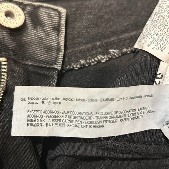 ZARA Women's Denim Mini Skirt with Side Stripes in Black/White│Size Small - Picture 6 of 10